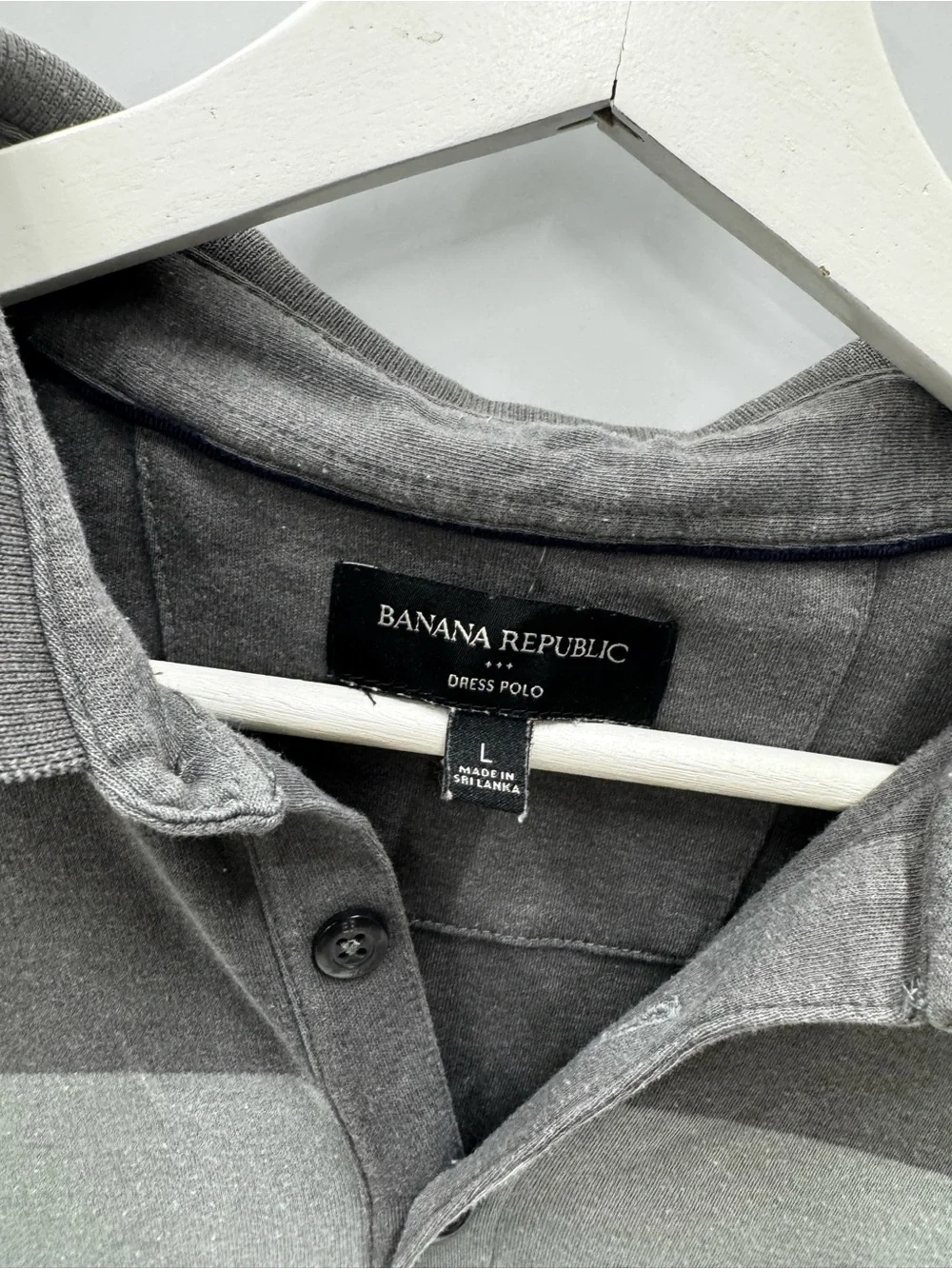 Banana Republic Men's Multi-Gray Block Stripe Polo Size Large